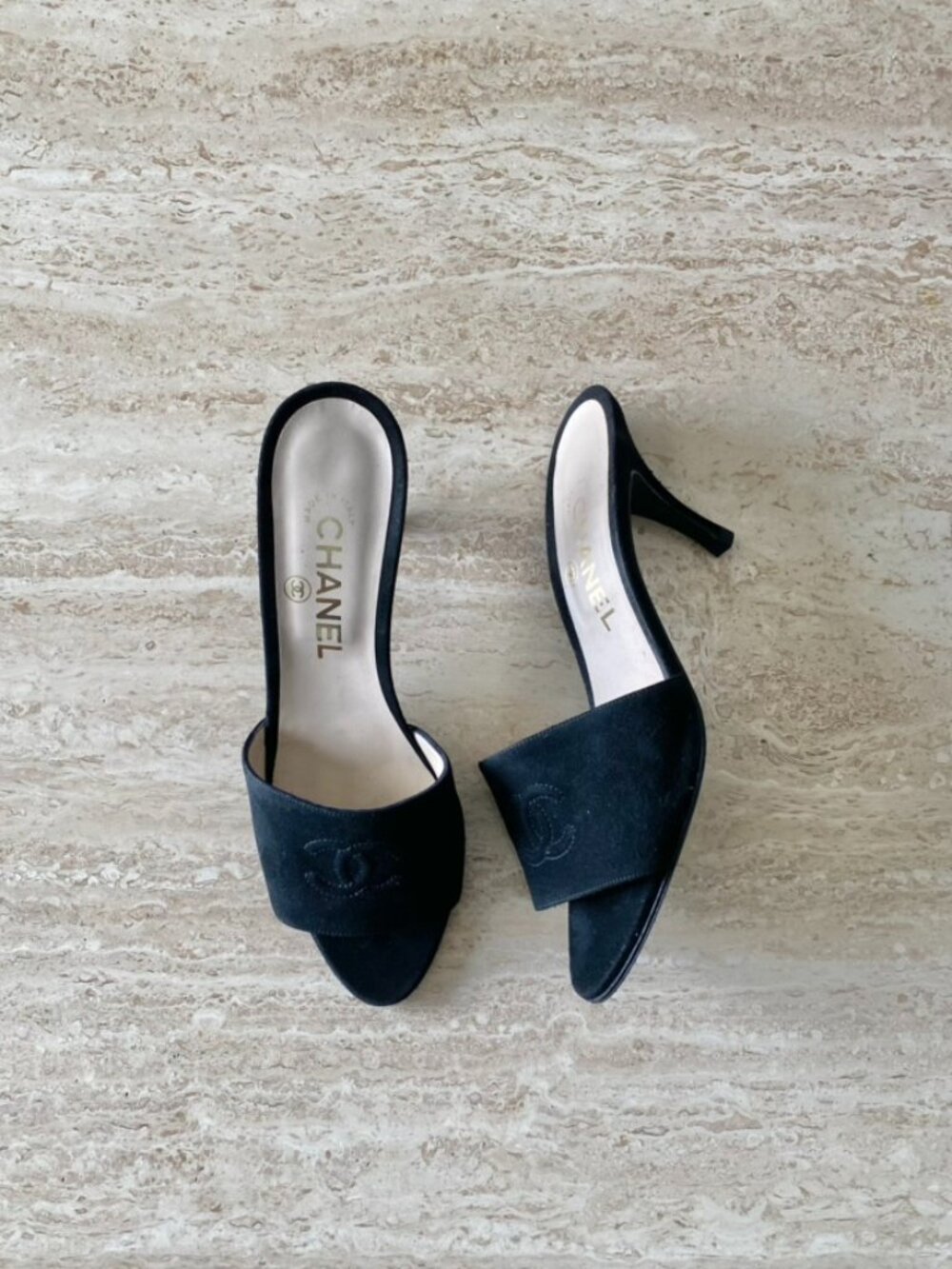 Vintage Chanel CC Mule Sandal Heels